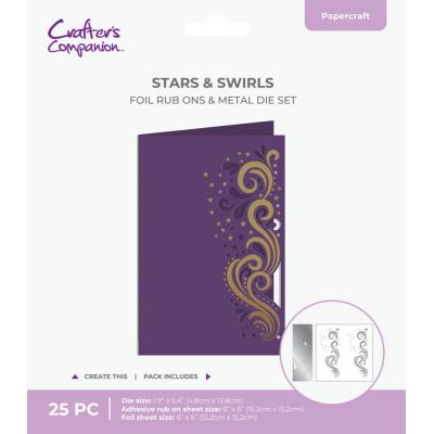 Crafter's Companion Cut In Edge  Foil, Rub Ons & Metal Die - Stars & Swirls